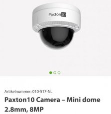 Paxton10 camera Mini Dome 2.8mm 8MP Paxton10 camera Mini dome 2.8mm 8MP